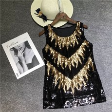 아랑 스팽글 민소매 댄스복 무대복 단체복 고고, D. 금