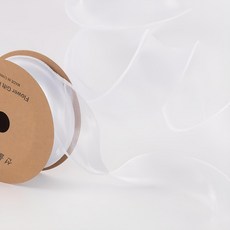 joyparty 雪紡歐根紗緞帶 40mm, 1個, 9m, 白色