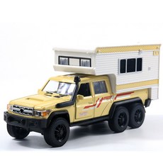 臺灣出貨1:32仿真旅遊房車模型燈光音樂旅行汽車兒童玩具車男合金汽車模型, 豐房車米黃色, 1個