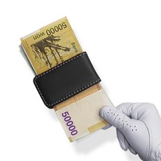 스컬독 골프지갑 머니클립 스티치 가죽 내기골프지갑 캐디용품 강력한 자석, 가죽 머니클립 블랙, 1개