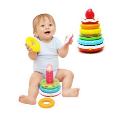 케이크링쌓기 아기링끼우기 케이크쌓기, 6개, 핑크, 옐로우, 오렌지, 그린, 블루, 링, 구슬, 촛대