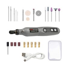 NEWACALOX無線小型電鑽組，多功能雕刻打磨工具，USB充電迷你電鑽, 五段觸控, 1套