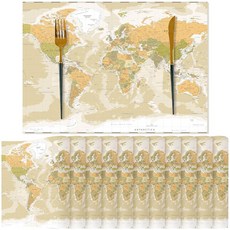 100개 일회용 세계 지도 종이 장소 매트 빈티지 옛 스타일 장식 여행 모험 테이블 지리 학습 교육 여행자 테마