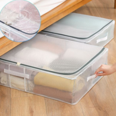 옷 정리함 공간활용 접이식 리빙박스 투명 수납함 30리터 다용도 방수 패브릭 손잡이 속옷 이불 폴리 침대, 중 30L