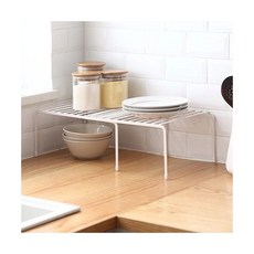 주방 상판 공간분리 확장형 수납 선반, 크림