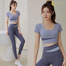 泡芙小店 瑜伽服套裝 女款帶胸墊跑步健身運動上衣 速乾顯瘦彈力緊身夏季新款