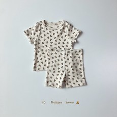 브로디제인 베어 반팔 아기 실내복 (3~28개월) 크림