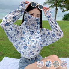 야외활동 운전 해변 마스크 넥워머 팔토시 일체형 햇빛 차단 케이프, 1개, 에스닉_FREE
