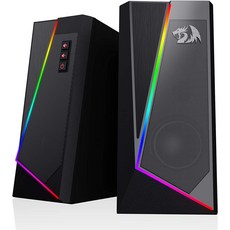 레드라곤 GS520 RGB 데스크탑 스피커 6가지 컬러 LED 모드를 갖춘 20채널 PC 컴퓨터 스테레오 향상된 사운드 및 간편한 볼륨 조절 35mm 케이블 포함 USB 전원 공급, Black