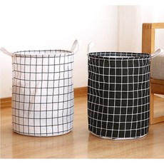 방수 접이식 패브릭 빨래바구니 세탁빨래바구니 화이트 그레이 블랙, 체크_화이트