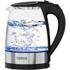 AZEUS 전기 주전자 1500W 쿨 터치 티 비등 방지 디자인 1.8L 대용량 BPA 프리 화이트, 1.9 Quarts