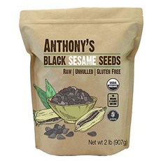 안토니 유기농 검은 깨 907g 생 껍질째 배치 테스 Anthony's Organic Black Sesame Seeds 2 lb Raw Unhulled Batch T, 참깨, 2파운드(1팩), 1개