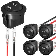 핀 24V 미니 20mm 로커 자동차 와이어 스위치 SPST 보트 단추 ON/OFF RV용 라운드 푸시 포함 전등 2 토글 12V 5개, 02 1