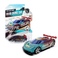 【台灣出貨】溫感變色跑車 合金模型車 1/64 瞬間變色 合金小汽車 模型小車 玩具跑車 似風火輪, 紫色, 1個