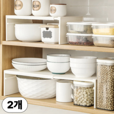 대세스토어 깔끔수납 공간활용 길이조절 선반, 화이트, 2개