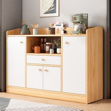 오아루 1100 높은 다용도 거실장 수납장, 우드 화이트