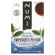 Numi Tea 유기농 보이차 황제의 티백 16개 32g(1.13oz) Tea (누미 티), 2g, 1