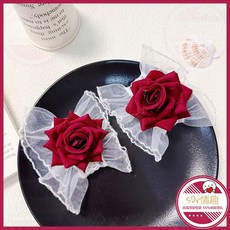 紅玫瑰蕾絲手環 照片道具 浪漫飾品 情人節禮物 角色扮演小物配件 花朵手飾 配搭首飾, 白, 1個