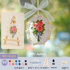 DIY 석고 장식품세트 머스코 30QG25G 수공예 만들기, 빈티지 장미 플라워 컬러링 세트 / 우드스탠드 포함 /, 기본 향