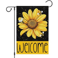 Heyfibro 미국매장정품+ Welcome Summer 데이지 꿀벌 정원 깃발 30.5 x 45.7cm 12 18인치 양면 삼베 봄 꽃 마당 배너 소박한 계절 야외 장식용 깃, Heyfibro 미국매장정품+ Welcome Summe