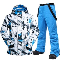 디얼픽 이월스키복 보드복 세트 스키복세트 상하세트, 화이트 블루+로열블루, 1개