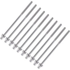 Yibuy이부이 10피스 드럼 타악기 텐션 로드 나사 1/5인치 120mm 개스킷 실버, 1개