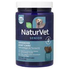 NaturVet 시니어 어드밴스드 관절 케어 콜라겐 및 강황 함유 반려견용 히코리 훈제 베이컨 소프트츄 60개 180g(6.3oz) NaturVet (네이처벳), 1
