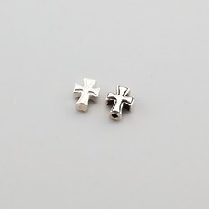비즈톡 [SVP-13-04]순은펜던트 실버925 투라인십자가 통과형 7.6x9.3mm 세로홀