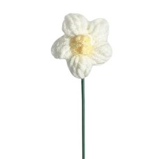 [펄박스] 데이지 뜨개 니트 꽃 1송이 인형 생일 기념일 졸업식 발표회 어린이집 꽃다발, 1개, 데이지 뜨개 꽃_화이트