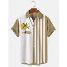 야자수 하와이안 난방 셔츠 여행 빈티지 클래식 심플 루즈