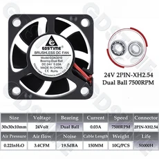 GDSTIME 3010 팬 24V 듀얼 볼 베어링 브러시리스 팬 30x10MM 12V 5V 냉각 팬 30MM 마이크로 팬 자동차 램프, 01 빠른  Mainland