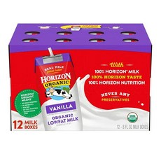 Horizon 호라이즌 1퍼센트 저지방 우유 바닐라맛 상온 보관 가능 236ml 12개입