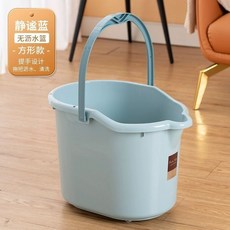 帶輪手動擠水拖地桶 加厚家用手提塑料旋轉擰水墩布桶 省力便捷清潔必備, 1個, 方形款藍色 無帶瀝水籃+輪子