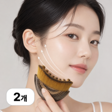 로멀리 리프팅 브러쉬 얼굴 괄사 마사지기, 브라운, 2개
