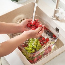 CKLIVING 물빠지는 다용도 싱크볼 플라스틱 설거지통 야채 채소 배수형, 크림실버, 1개