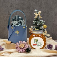 Mr.HONEY 蜂蜜先生 蜂蜜提籃組-台灣龍眼蜂蜜/紅柴蜂蜜(240g)，嚴選在地，一次品嚐雙重風味, 1個, 霧藍皮質提籃+藍色絨布袋+竹湯匙,紅柴蜂蜜