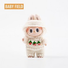 팝마트 라부부 옷 소품 인형옷, 딸기 흰색 바지 + 모자 (아기 없음), 1개