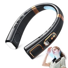 Neck Fan with Cooling Plate Wearable Hands-Free Portable Fan 360° Cooling Airflow LED Display U, Neck Fan with Cooling Plate, W