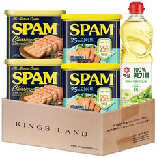 (킹스랜드) 스팸(클래식340g x2 + 25%라이트340g x2)+콩기름 0.5L, 340g, 1