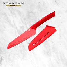 Scanpan繽紛系列14公分彩色三德刀 多功能料理刀具 人體工學舒適握柄設計 輕鬆處理食材 廚房必備, 魅力紅, 1個