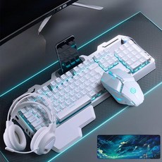 게임용 기계식 키보드 마우스 세트 e스포츠 반응속도 타건감, 키패드, K_유선 블랙 오렌지 라이트+마우스, 단일 모델