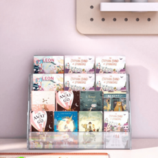 아크릴 전면책장 투명 책꽂이 진열대 팜플렛 수납 랙, 3단, 3단