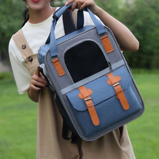 강아지 이동가방 고양이 캐리어 반려동물 배낭 휴대용 슬링 통풍 메쉬 케이스, 1개, 블루