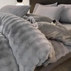 산호 플리스 침구 급 토끼털 벨벳 밀크 커버 이불 싱글, D. 별빛 회색