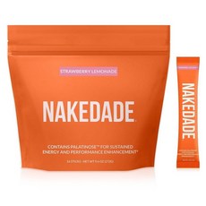 Nakedade 딸기 레모네이드 - 성능 향상 스포츠 음료 파우더 전해질 GMO 또는 인공 감미료 없음 글루텐 프리 콩 유제품 스틱, 272g, 1개