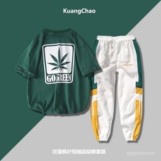 夏季休閒運動 套裝男 網紅潮牌 百搭 嘻哈 ins潮男搭配 潮流帥氣 兩件套 套裝穿搭 男生穿搭 短袖短褲套裝 男生潮t