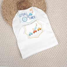 嬰兒純棉紗布刺繡吸汗巾 幼兒園透氣墊背巾 A類, M兩條裝：小汽車+小汽車, 1個