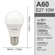 10개/묶음 A60 G45 LED 전구 E27 AC110V 220V 3W 8W 9W 12W 15W 18W 20W 24W 램프 절전형 차가운 백색 따뜻, 03 A60 10W, 02 AC220-240V, 02 3000K Warm white