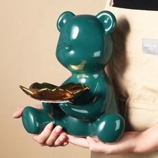 테디베어 오브제 악세사리 트레이 차키 보관함 집들이 선물 인테리어소품 L, 테디베어 트레이 (대형-핑크)