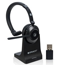 Spracht Blues Combo BT/USB 무선 헤드폰 일하는 전문가를 위한 편안한 PC 헤드셋 40시간 배터리 수명 업무용 노이즈 캔슬링 마이크가 있는 USB 및, 싱글 이어